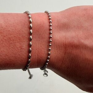 Dainty Beaded Bracelet Set | Silver or Gold Set of 2